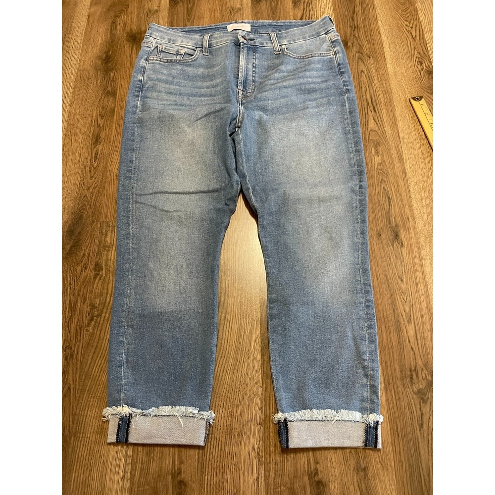 Jen 7 Jeans, Women's Size 34/24, Blue, Denim, Cuffed Hem, Straight Leg